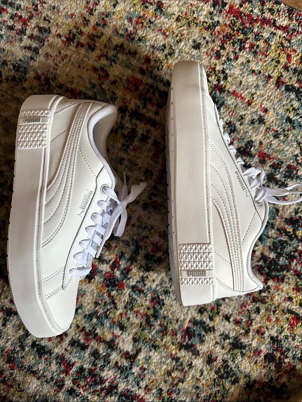 Puma Women's Triple White Smash Platform v2 Lace-Up Sneakers
